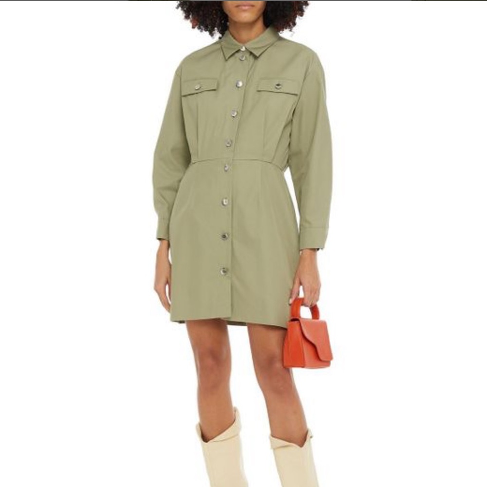 Green liana cotton twill mini dress - Sandro